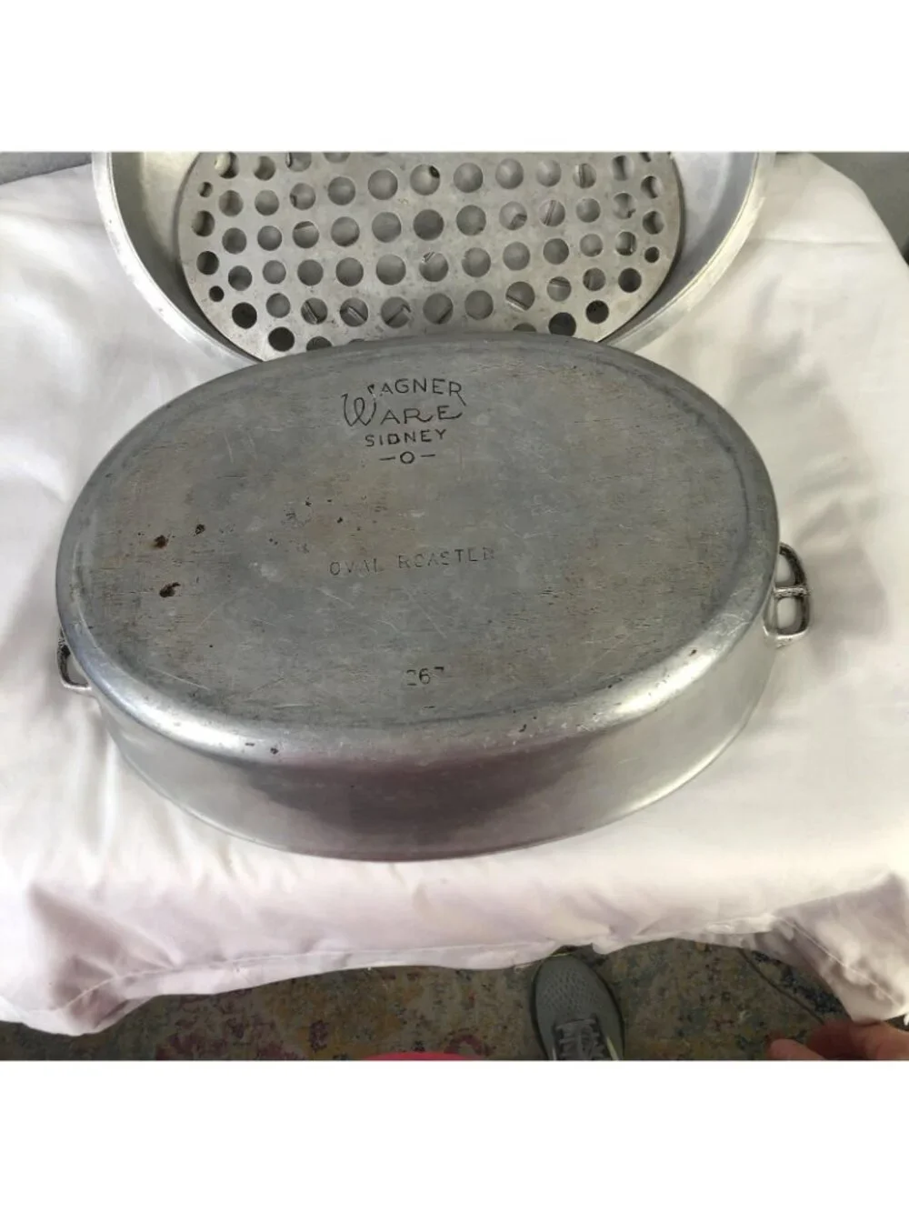 Vintage Wagner Ware Sidney O Oval Roaster 267 Aluminum Roasting Tray Lid Rack